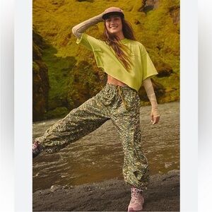 Free People Movement Zephyr Printed Pants Army Green